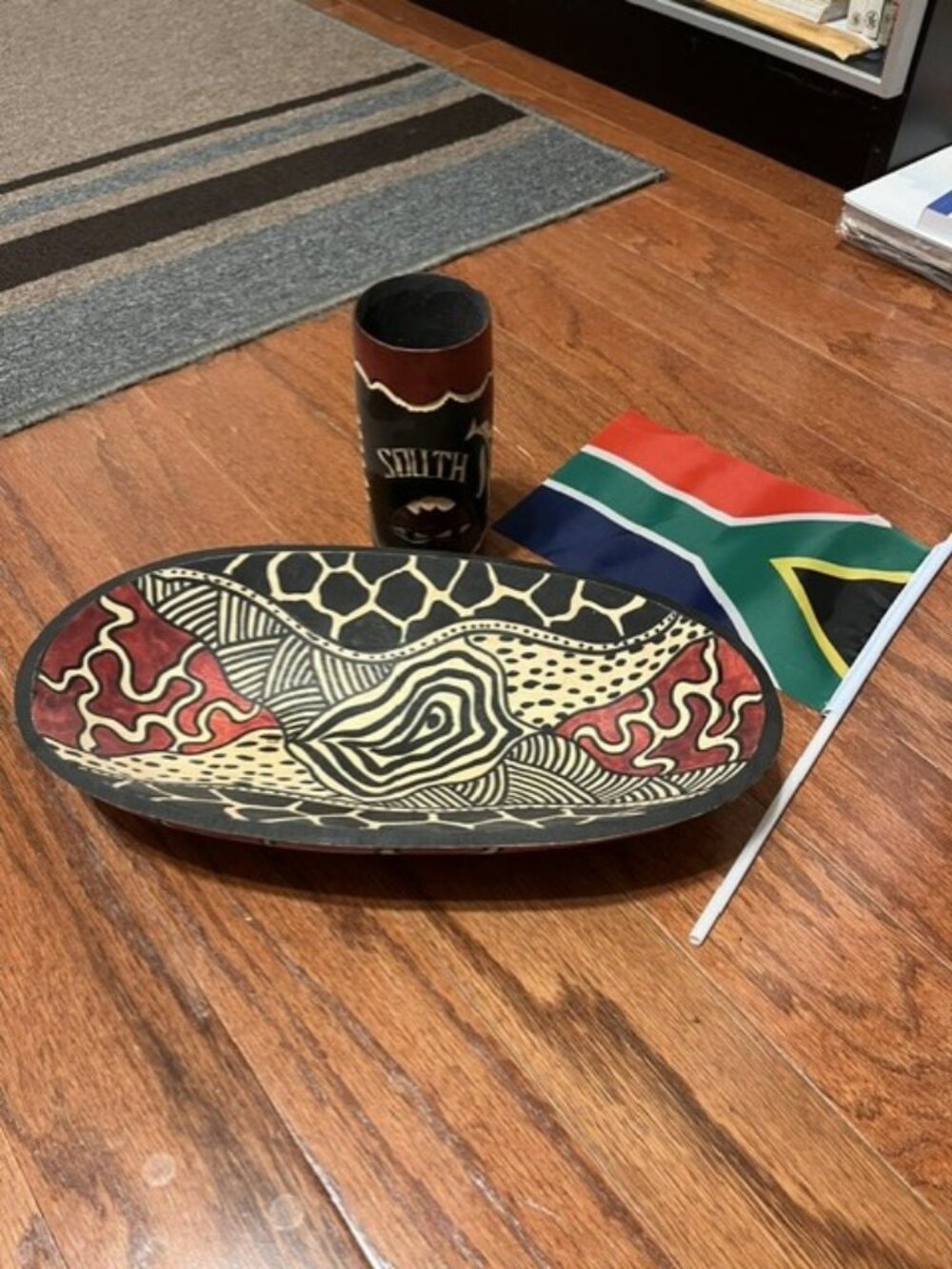 South Africa wooden souvenir bowl and cup